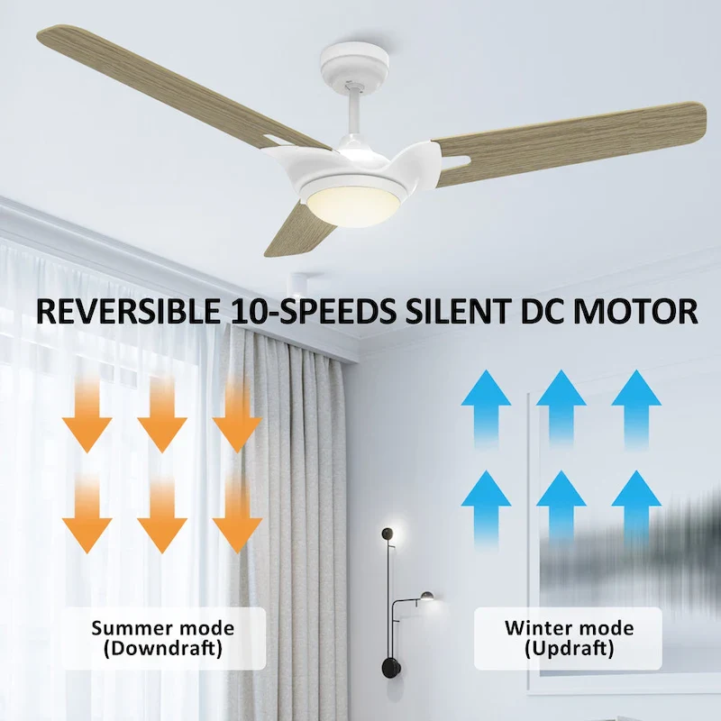 CARRO Aiden 56  3-Blade Smart Ceiling Fan with LED Light and Remote-Light Wooden