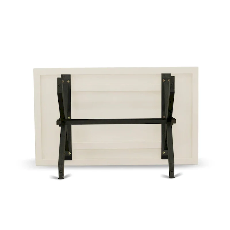 East West Furniture dining room set - a kitchen table & Stackable dining chairs - Wire-brushed Black (Pieces & Seat Options)