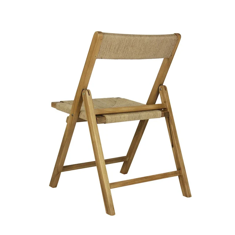 Mallorca Coastal Modern Wood Woven Seagrass Folding Chair, Natural (Set of 2) by JONATHAN Y
