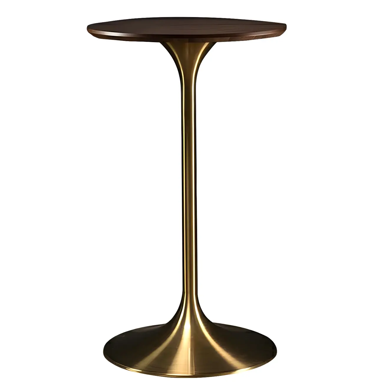 Round Glam Brown Gold Metal Tulip Base Bar Tables