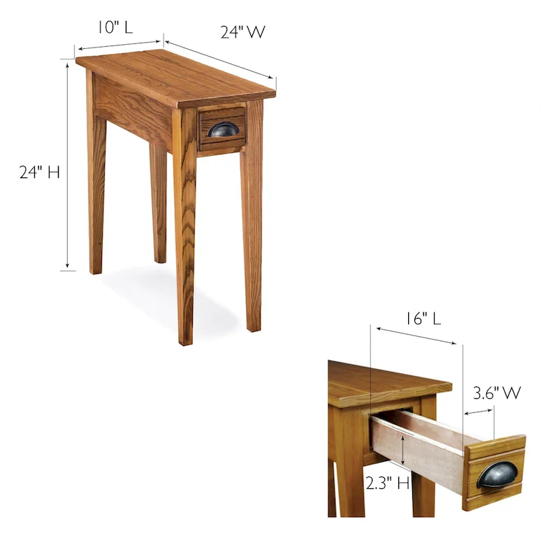 Narrow Side Table – Candleglow, Wood Top, 1-Drawer