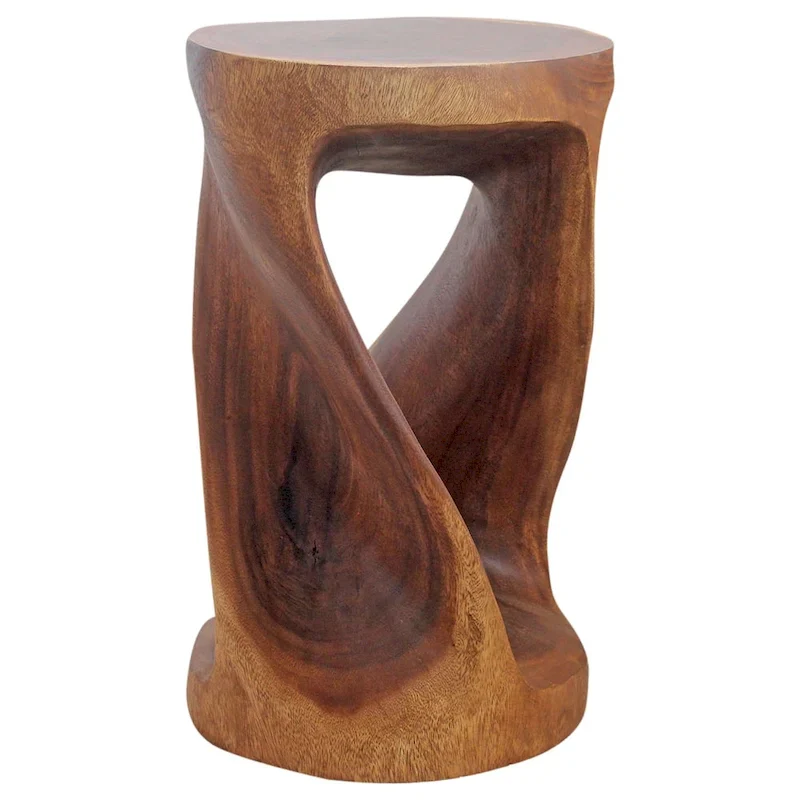 Haussmann Round Wood Twist Accent Table 14in DIAx23in High Walnut Oil - 14 x 14 x 23