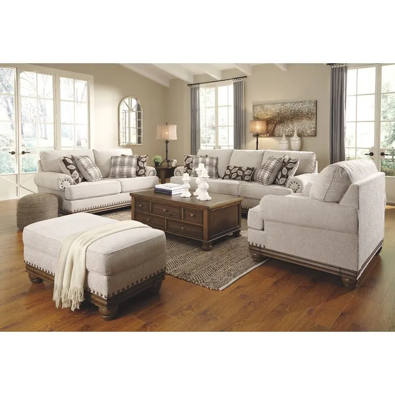 Harleson Traditional Wheat Brown Loveseat with Nailhead Trim