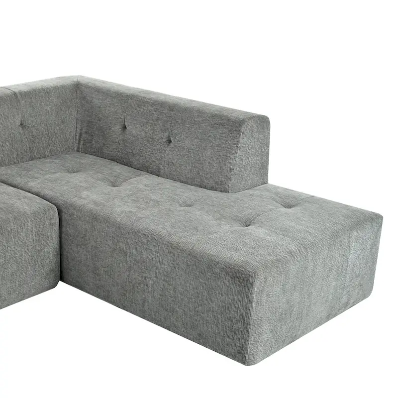112.2 Chenille Modular L-Shaped Sofa Bed with Free Combination Design and No-Assembly Required