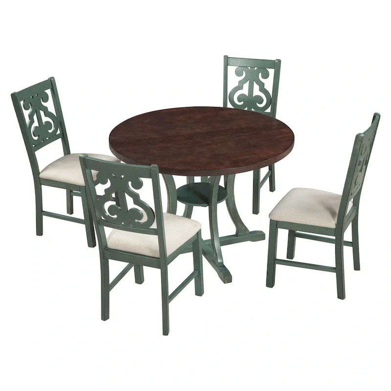 5-Piece Round Dining Table and Chair Set