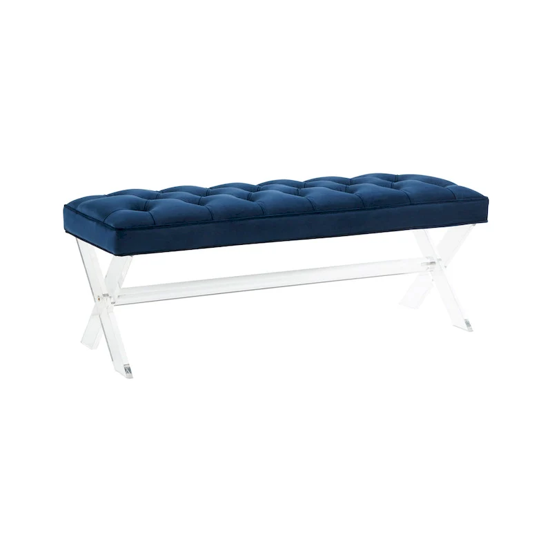 SAFAVIEH Couture Ketevan Tufted Acrylic Bench - 48x18x18. - 48 W x 18 L x 18 H - 48Wx18Dx18H