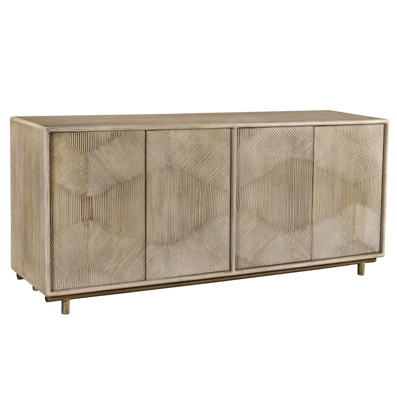 Brighton Four-Door Wooden Sideboard, Beige