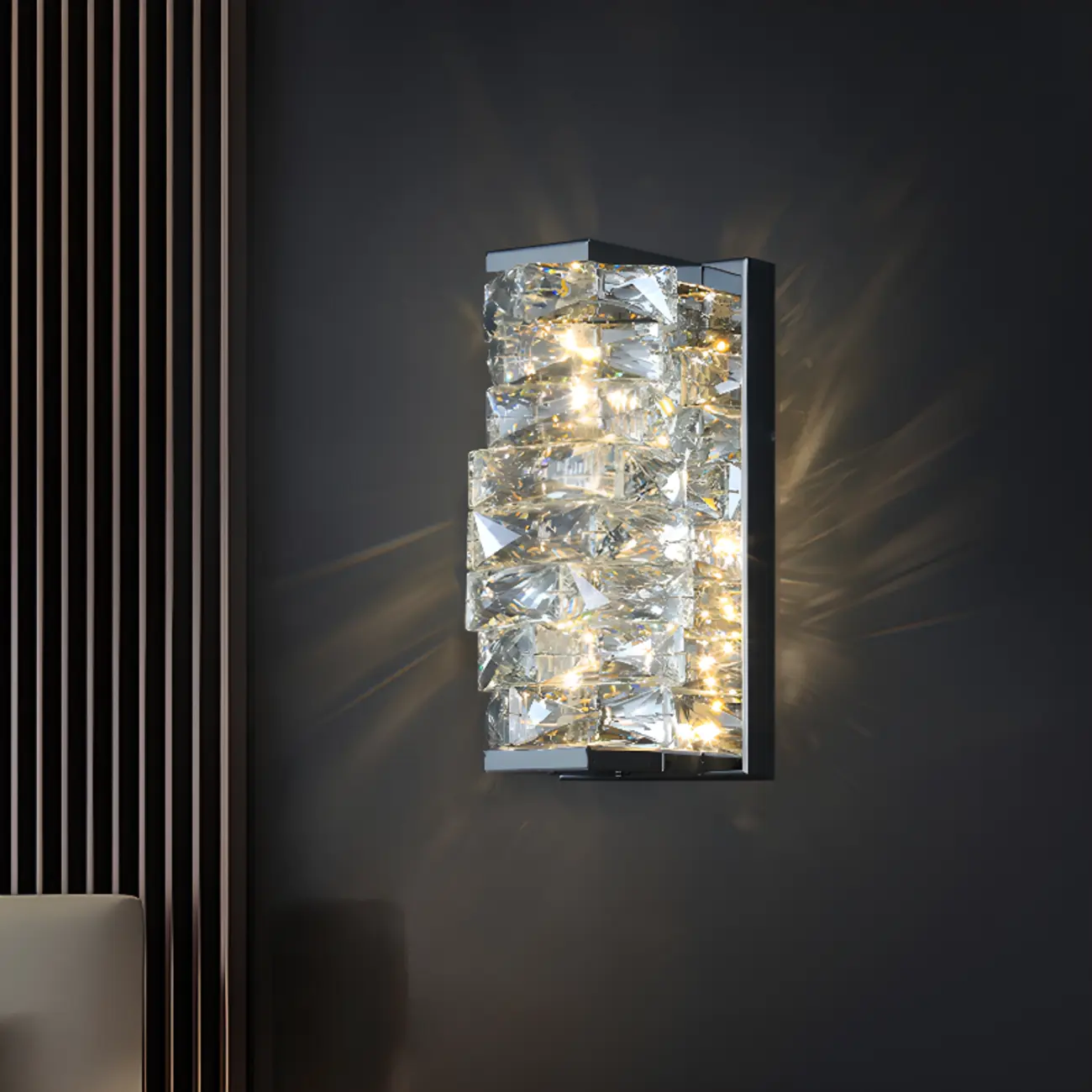 2-Light Geometric Wall Light with Clear Crystal