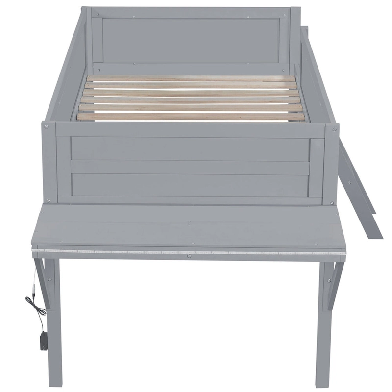 Twin Wood Gaming Loft Bed with LED Desk