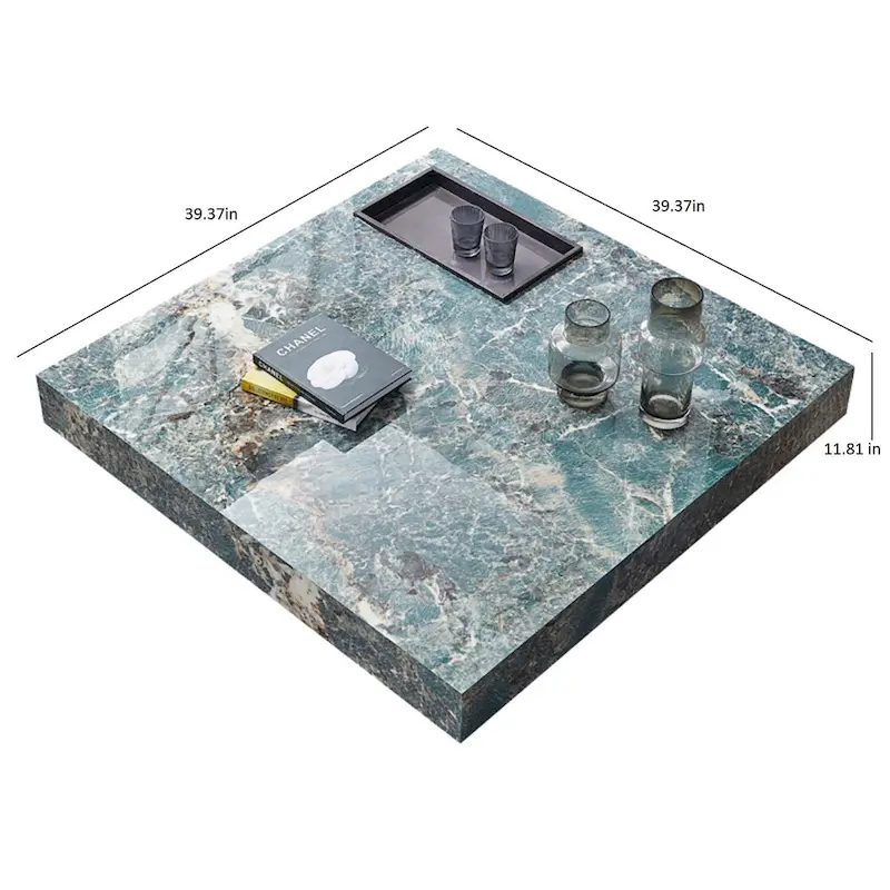 JASIWAY Light Luxury Sintered Stone Square Coffee Table