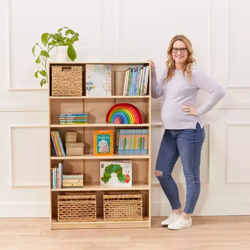 ECR4Kids Wooden Classic Bookcase with Adjustable Shelves, 60in, Classroom Bookshelf