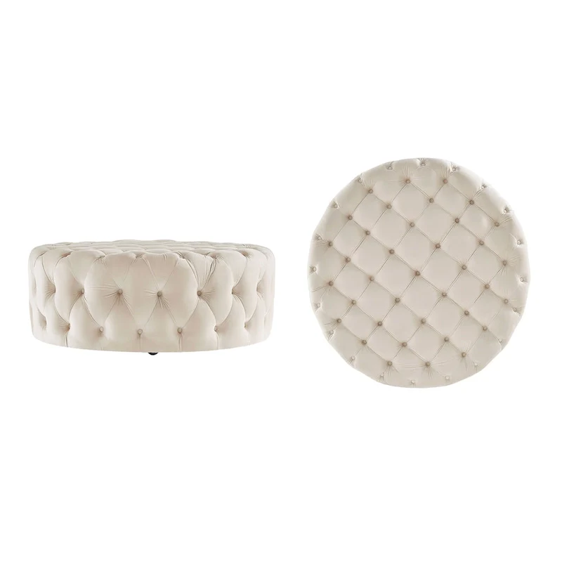 Gdansk Round Tufted Ottoman with Casters