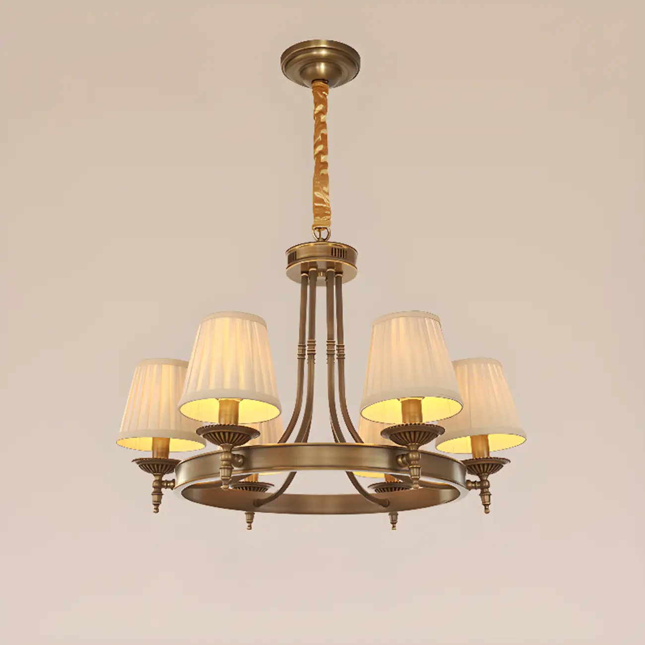 Adjustable Metal Vintage Hoop Chandelier with Shade