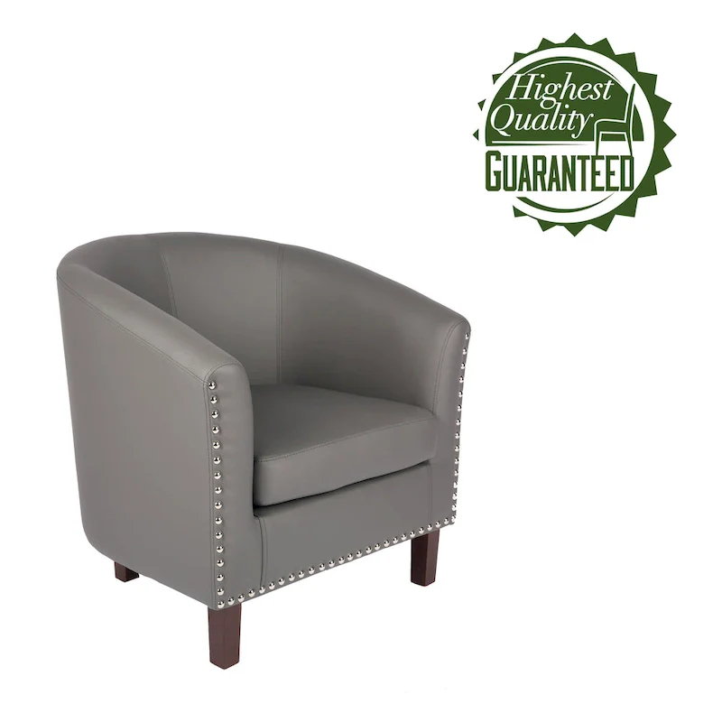 PU Leather Barrel Accent Chair - Brown Single Seat