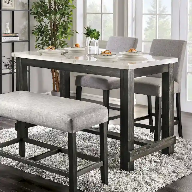 Furniture of America Shap Rustic Black 60-inch Counter Height Table