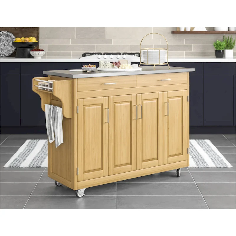 Homestyles Create-a-Cart Natural Mobile Kitchen Cart with Stainless Steel Top