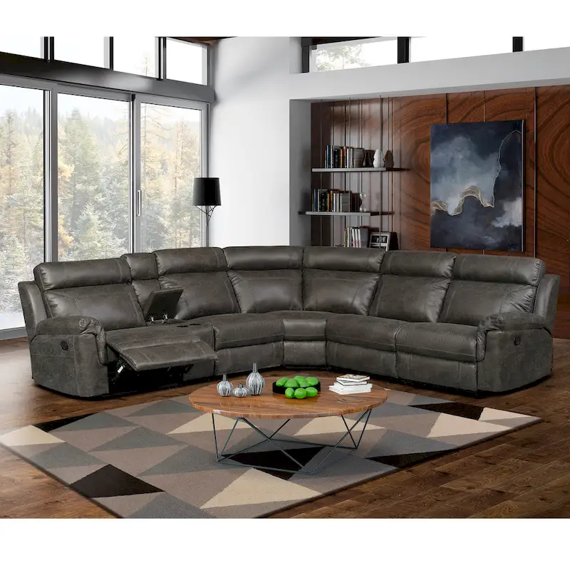 Nicole Reclining Faux Leather Upholstered Sectional Sofa