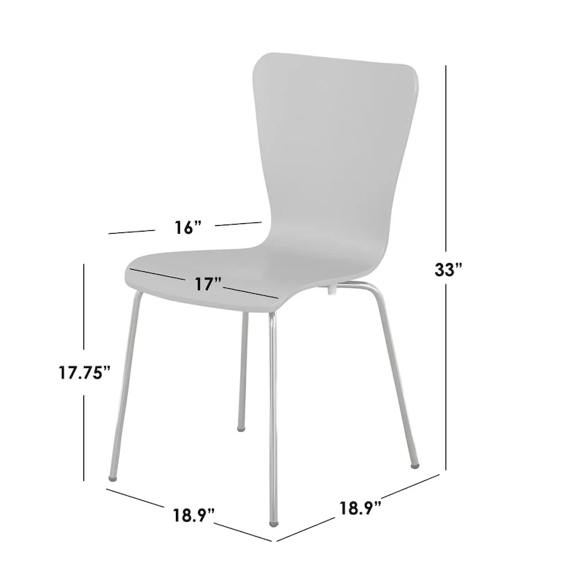 Hourglass Bentwood Chair, Grey/White/Espresso, Chrome Legs, Retro, Seats 1