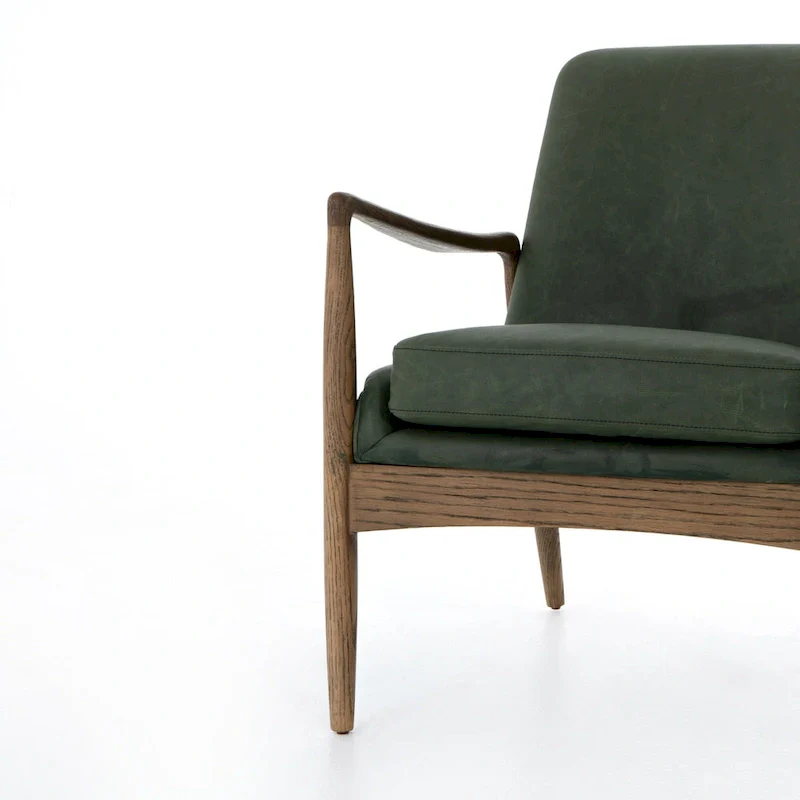 Mid-Century Leather Accent Chair - Deep Seat Single Seater