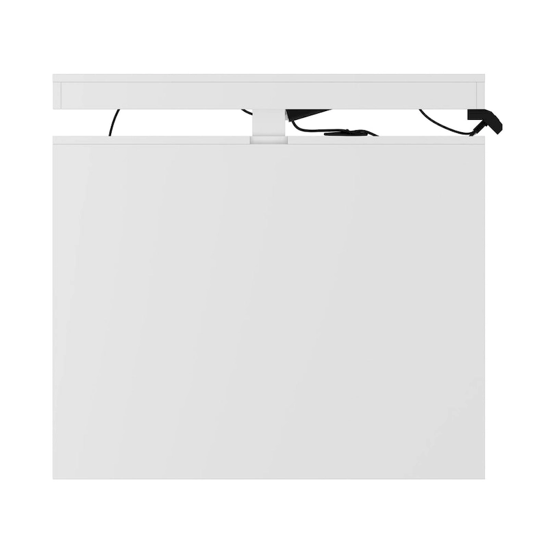 Ergonomic Sit-Stand Desk Pure White Elegance with Side Cabinet Table