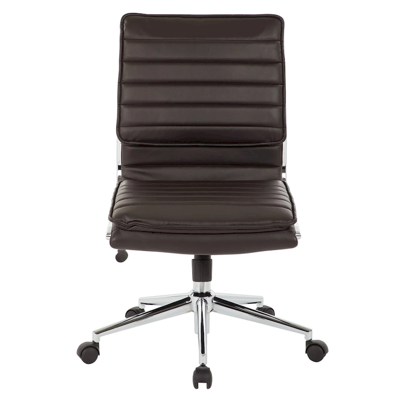 Armless Mid Back Professional Managers Faux Leather Chair with Chrome Base
