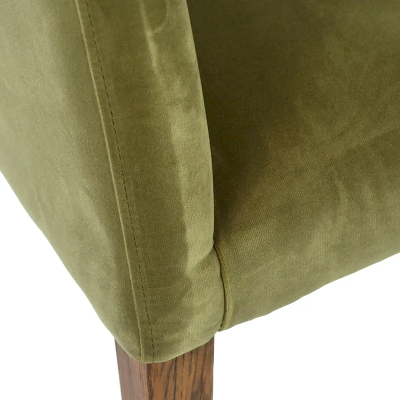 Hopewell Polyester-Velvet Blend Upholstered Dining Chair, Olive Green