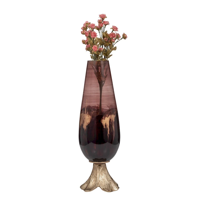 Sagebrook Home Abstract Glass Vase with Gold Accents
