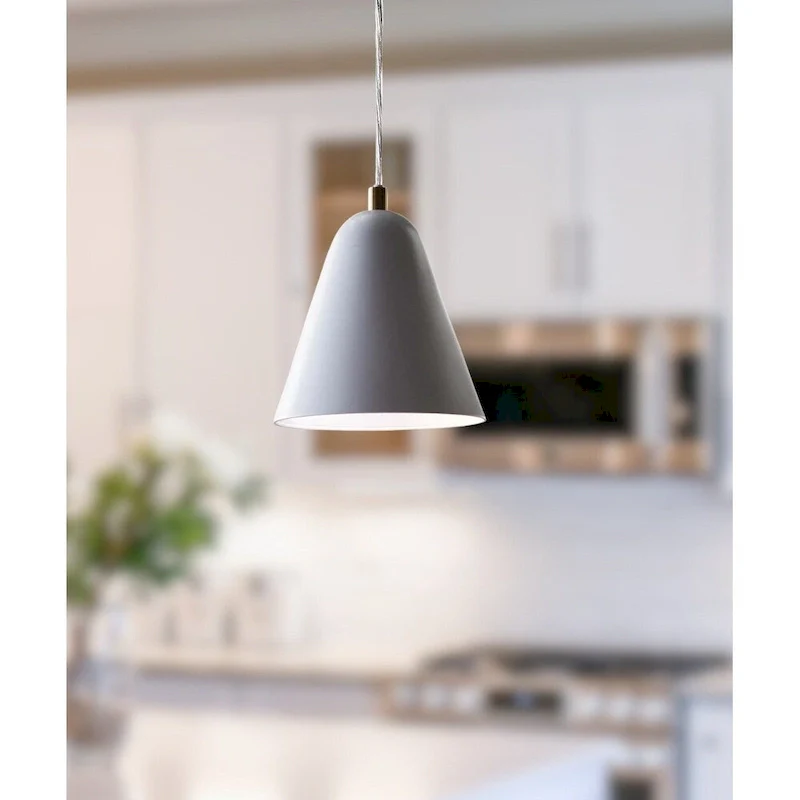 MoDRN 7 W 1-Light Scandinavian Mini-Pendant Light Fixture, White Metal Finish