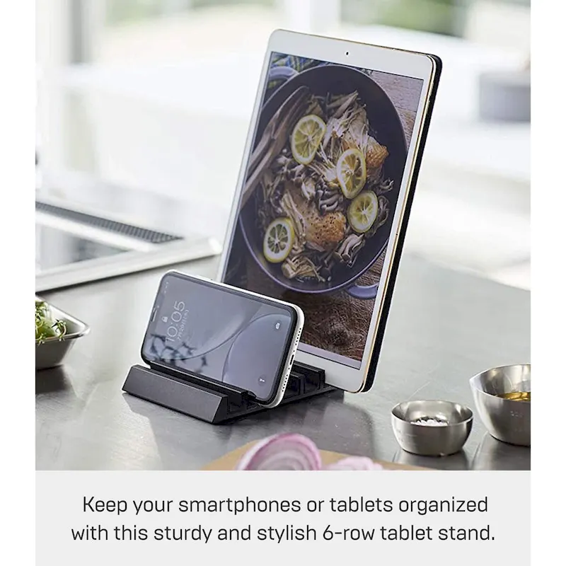 Yamazaki Home Phone and Tablet Stand - Aluminum, Aluminum - L 5.12 x W 3.94 x H 0.71 inches