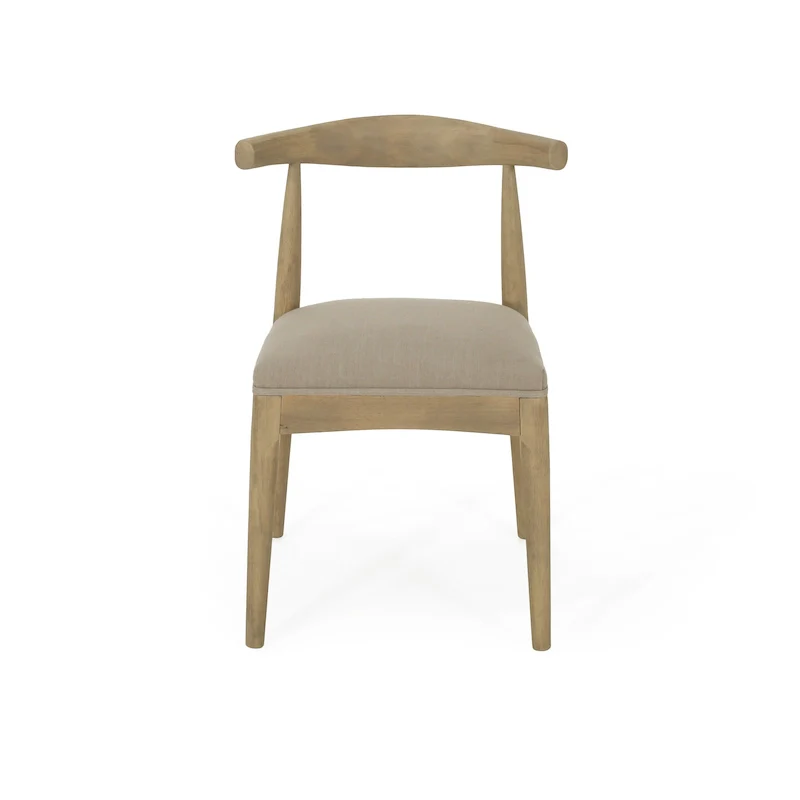 Fabric and Rubberwood Dining Chairs (Set of 2)