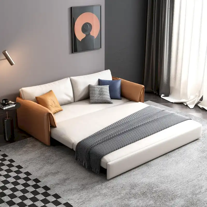 JASIWAY 65.4  Vegan Leather Sofa Bed Sleeper Sofa