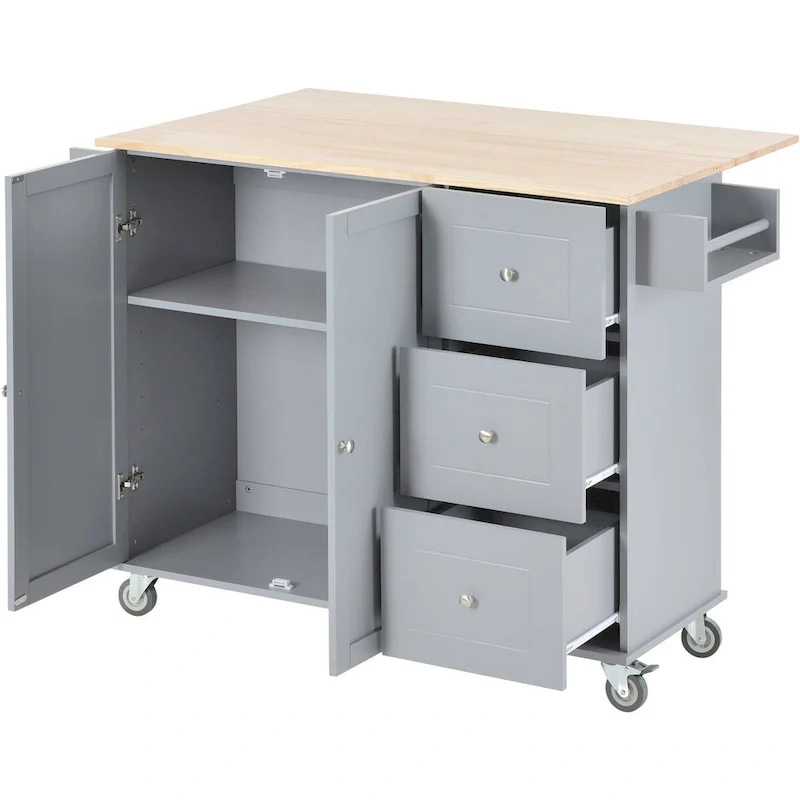Multifunctional Kitchen Cart with Spice Rack and Adjustable Shelves