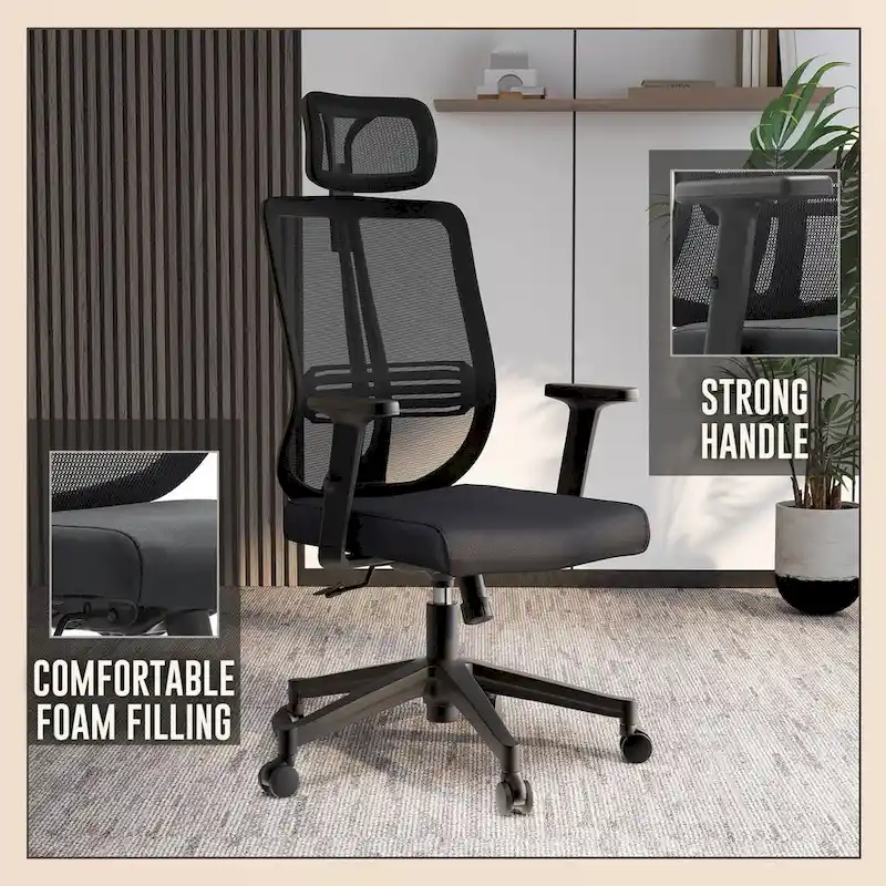 Adjustable Office Chair with Mesh Back and Headrest Nift Series by LeisureMod