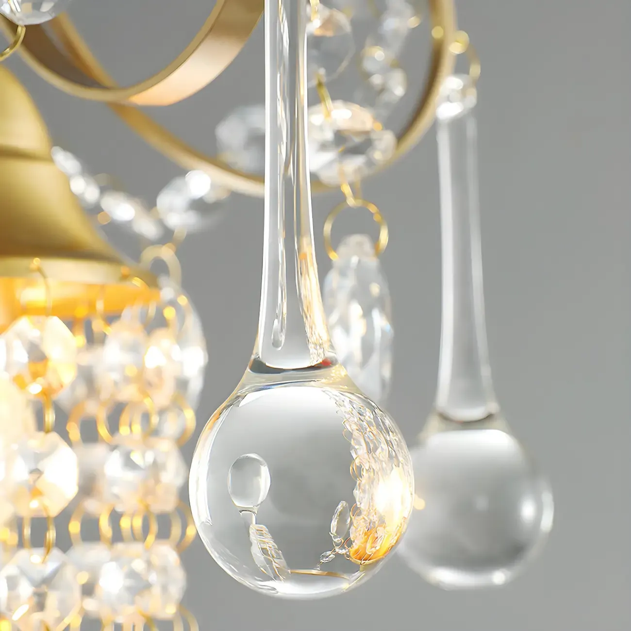 Luxury Gold Crystal Accent Pendant Light