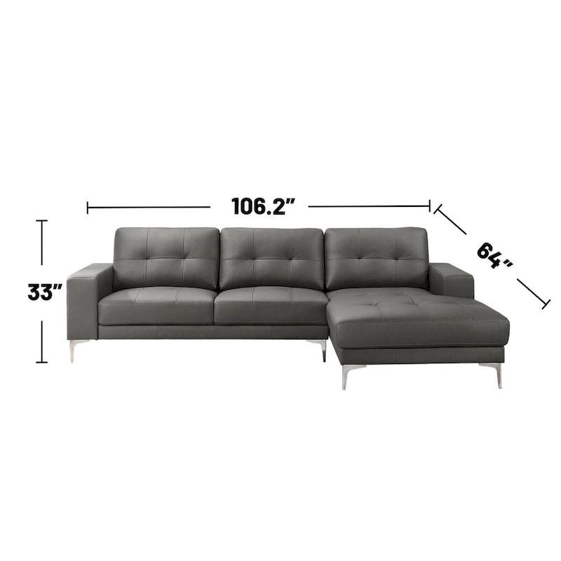 2 Piece Faux Leather Sectional Set with Square Armrest