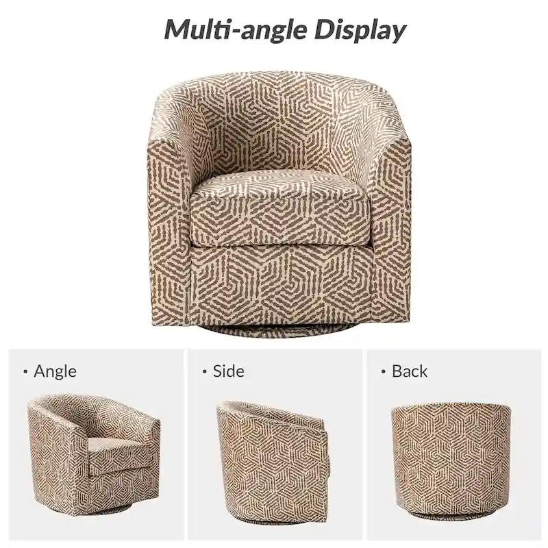 Cuenca Modern Upholstered Barrel Chair with Swivel Base Set of 2