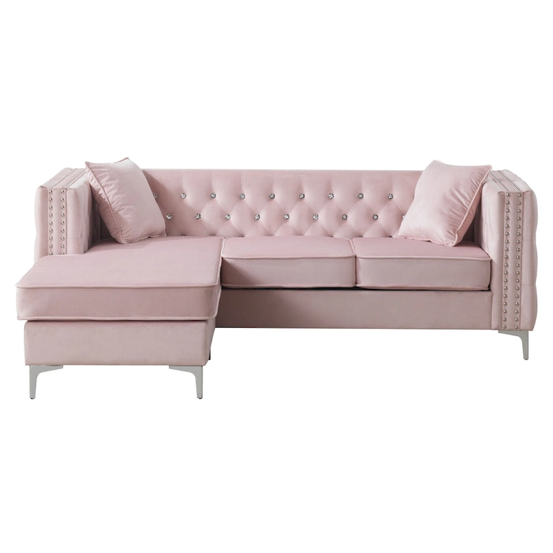 Paige Velvet Tufted Sofa with Chaise