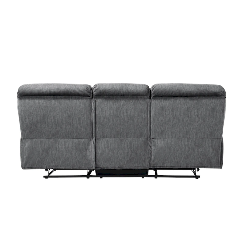 Muir 89 Inch Manual Double Recliner Sofa, Gray, Microfiber, Tufted Back