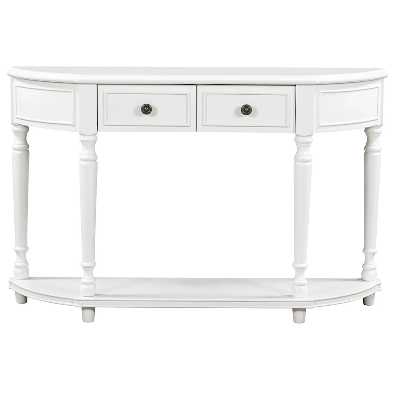 Nestfair Retro Wooden Console Table with Open Shelf Two Drawers