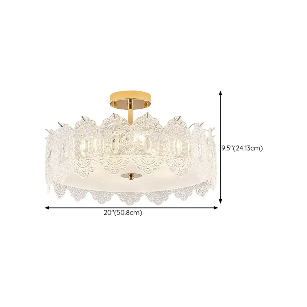 Modern Elegant Feather Glass Semi Flush Ceiling Light