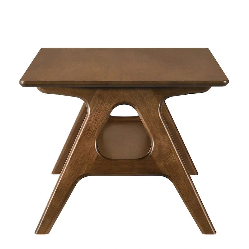 Roundhill Furniture Arona Mid-Century Modern Wood Coffee Table with Shelf