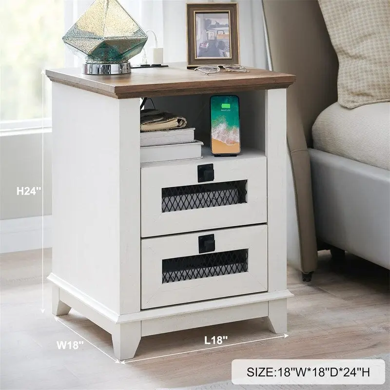 End Table with 2 Drawers - 18 D x 18 W x 24 H