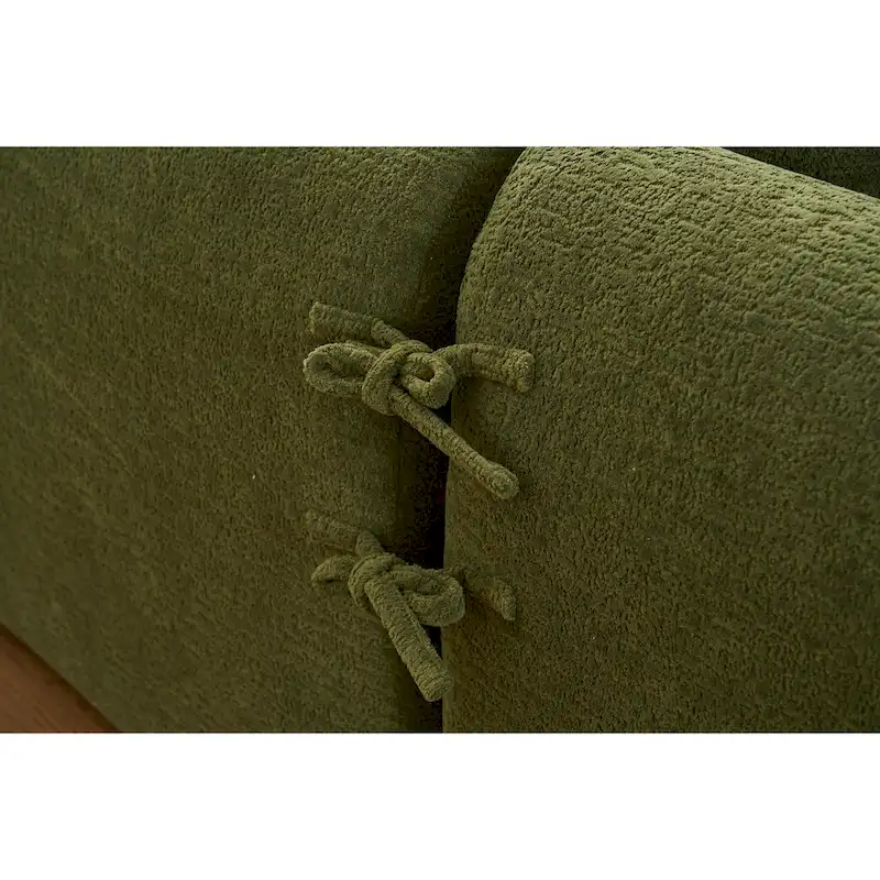 98.4 Chenille L-Shaped 3-Seater Sofa with Chaise Lounge and 4 Pillows