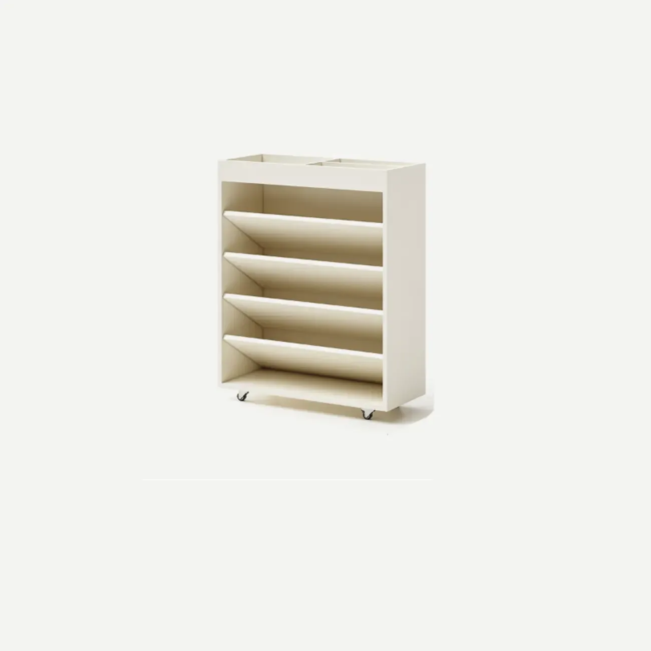 Mobile 5-Shelf Nut-Brown Wood Vertical Bookcase