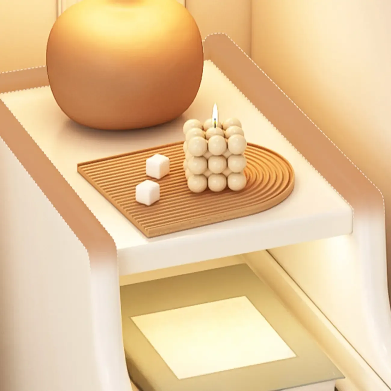 White Wood Narrow Nightstands with Drawers