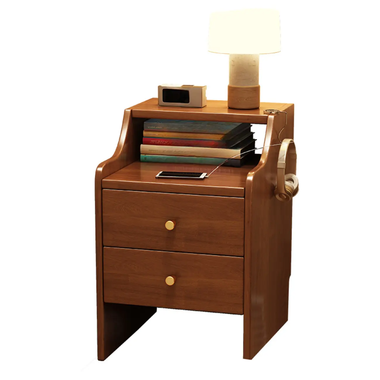 Classic Premium Wood 2 Drawers  Bedside Cabinet Nightstand