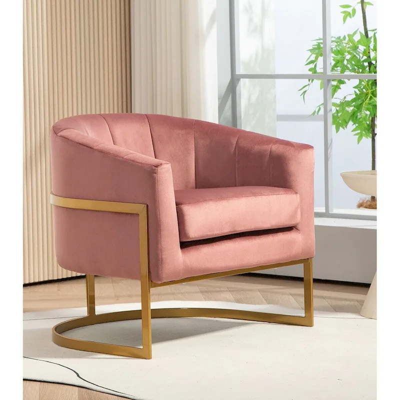 Modern Velvet Gold Accent Armchair