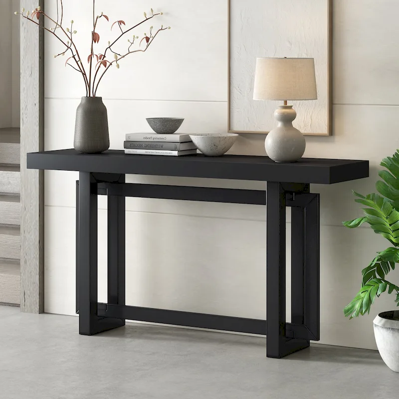 59.1 Modern Solid Wood Console Table with Unique Leg Design for Entryway or Living Room