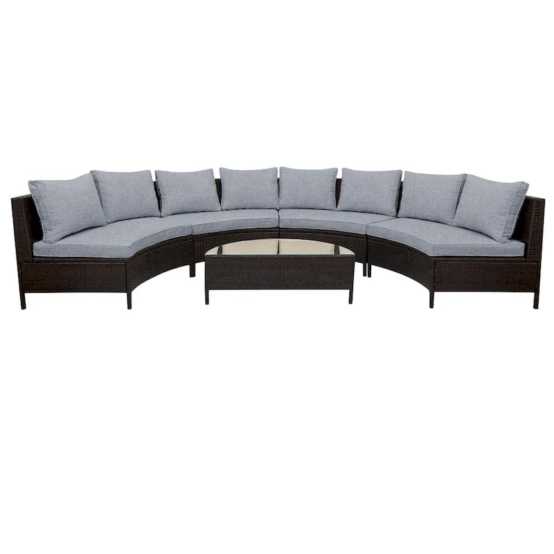 Patio Sofa Set 8 - Person Seating Group with Cushions