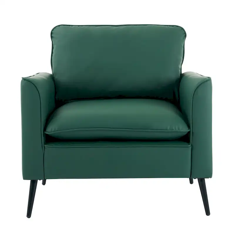 Green Upholstered Accent Chair with Cushions and Pillows
